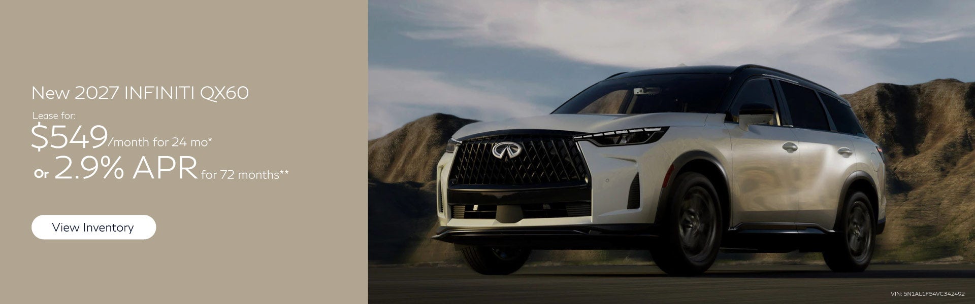 New 2027 Infiniti QX60	"Lease for $549/month for 24mo* OR 2.